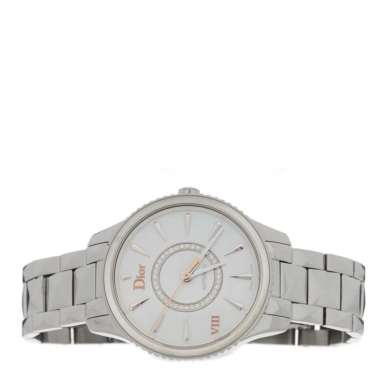 Christian Dior Stainless Steel Diamond Mother of Pearl 36mm Dior VIII Montaigne Automatic Watch 2 of 5