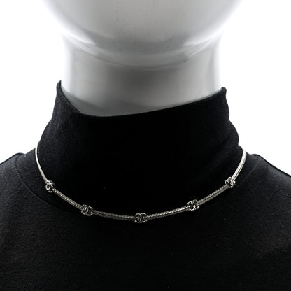 Chanel Metal CC Short Chain Necklace Silver 2 of 5