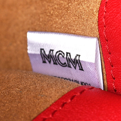 MCM Grained Calfskin Medium Milla Convertible Backpack Red 6 of 11
