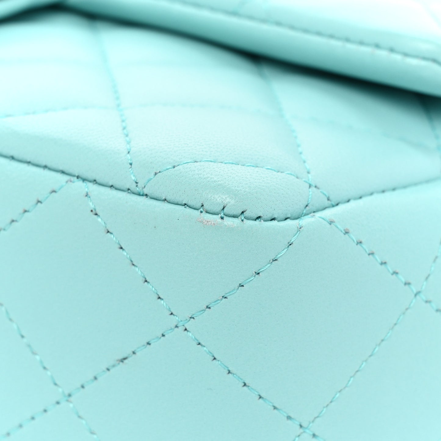Lambskin Quilted Mini Rectangular Flap Light Blue