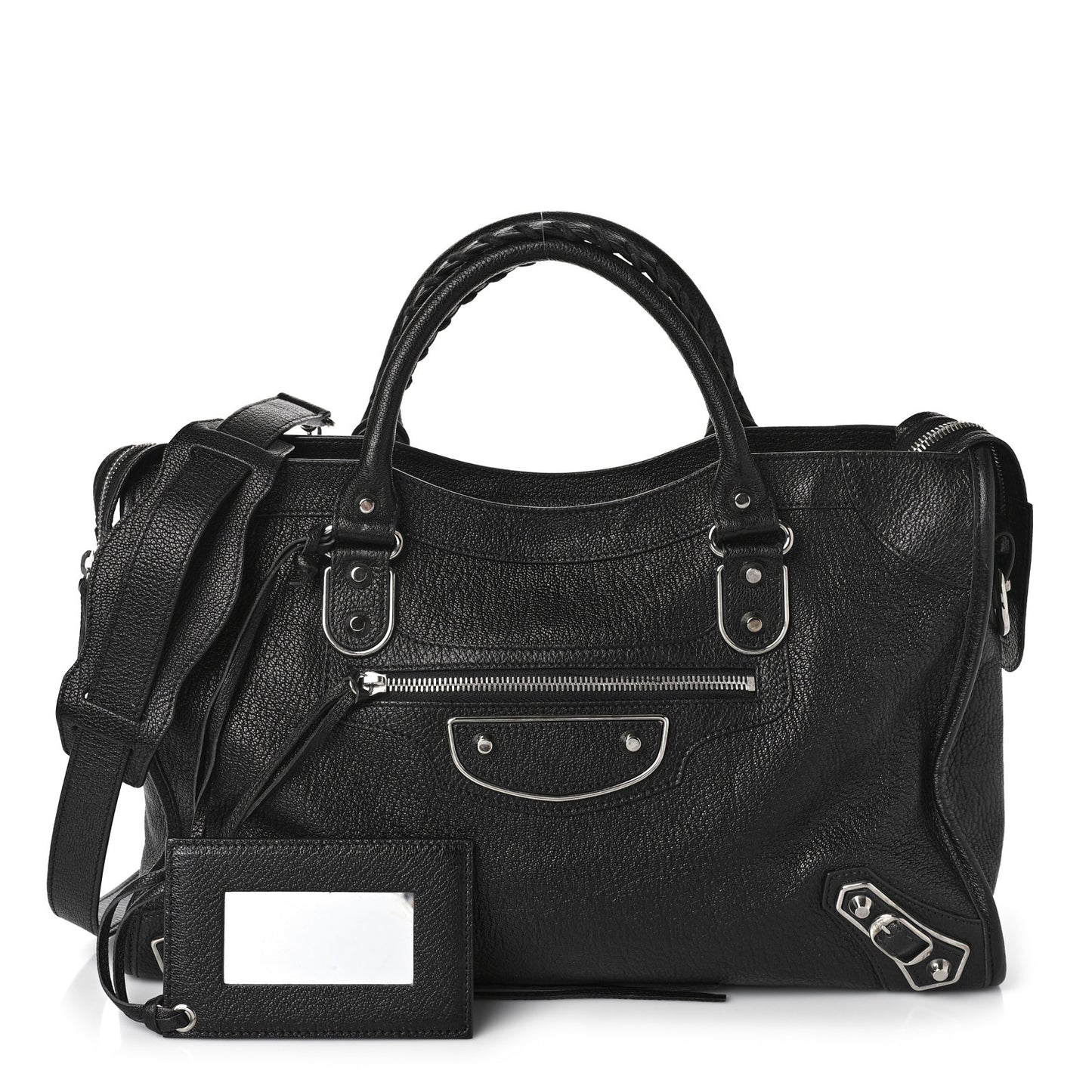 Chevre Silver Metallic Edge Hardware City Black