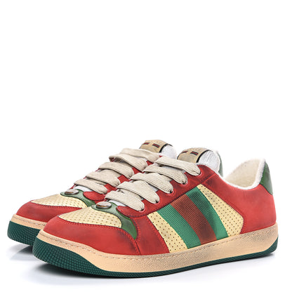 Gucci Nubuck Web Mens Screener Sneakers 7 Light Hibiscus Red Burro 3 of 9