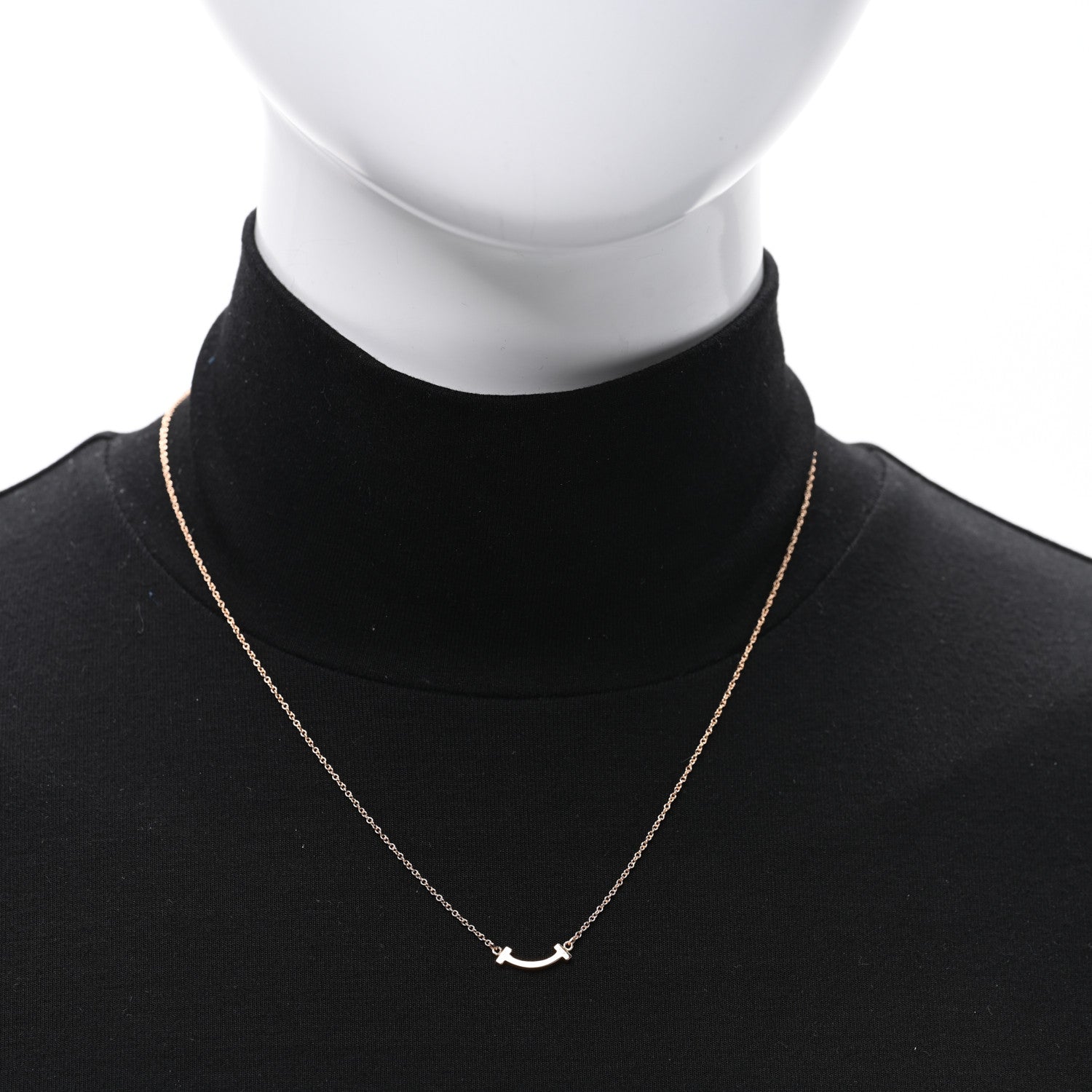 Tiffany 18K Rose Gold Mini T Smile Pendant Necklace 2 of 5