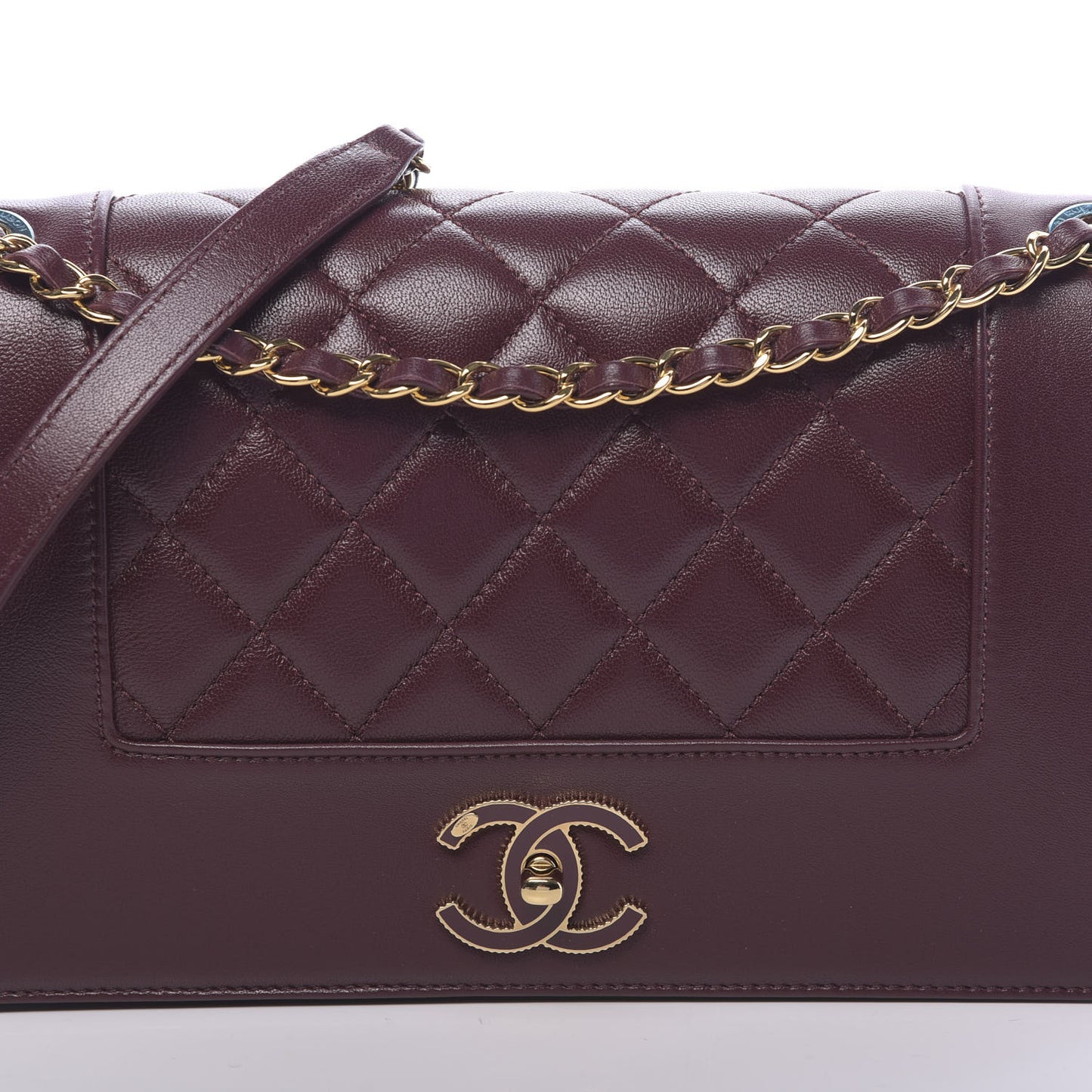 Sheepskin Quilted Vintage Mademoiselle Flap Dark Red