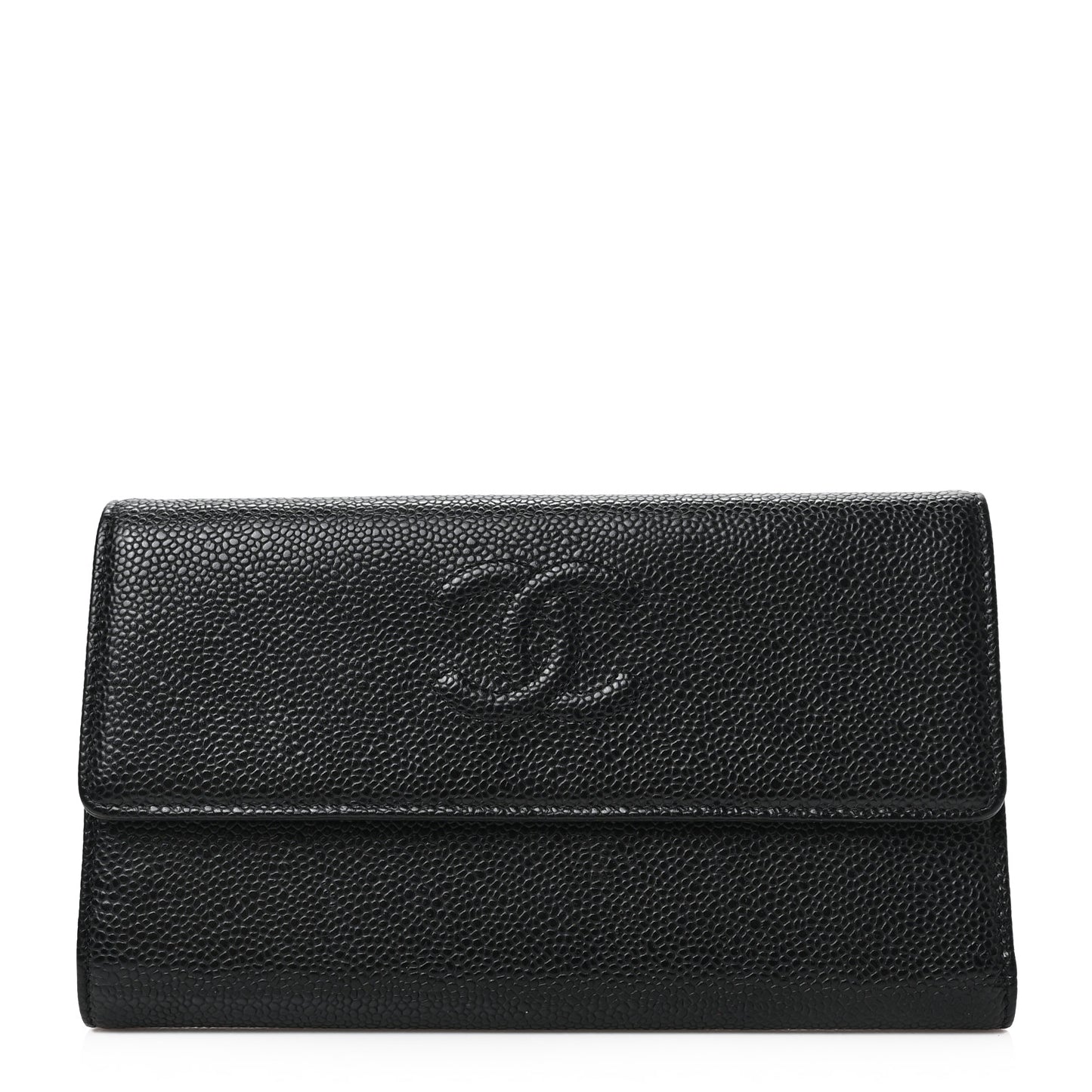 Caviar Timeless CC Large Gusset Flap Wallet Black