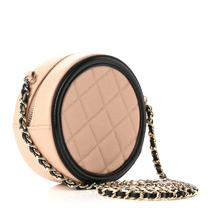 Chanel Caviar Quilted Round Filigree Crossbody Beige Black 4 of 10