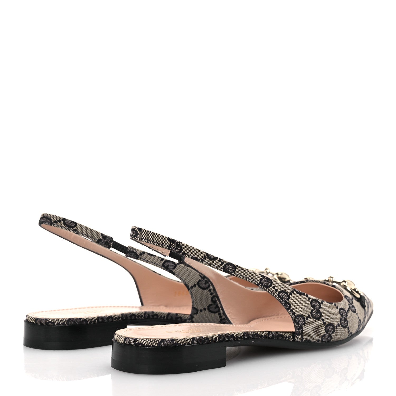 Gucci Monogram Horsebit Womens Slingback Ballet Flat 40 Beige Blue 5 of 12