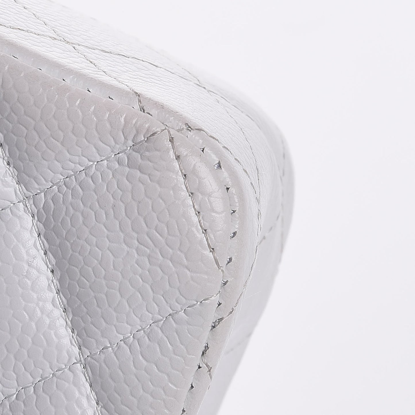 Caviar Quilted Medium Double Flap White
