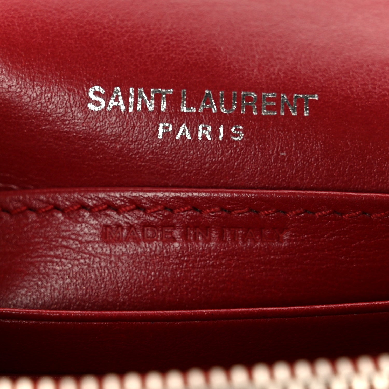 Saint Laurent Calfskin Crocodile Embossed Medium Monogram Sunset New Lipstick Red 7 of 10