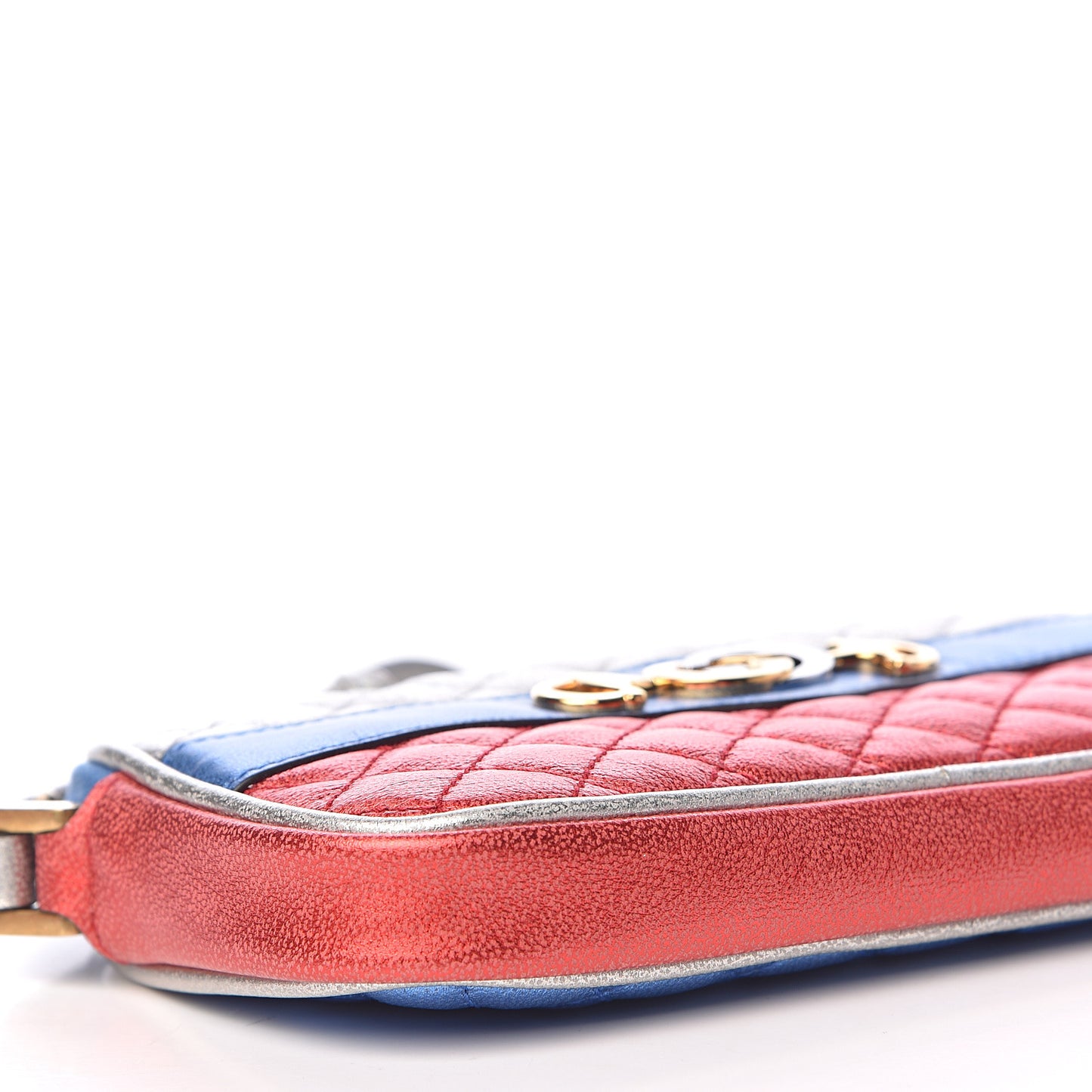 Laminated Nappa Trapuntata Zumi iPhone Case Rosso Marine Argento