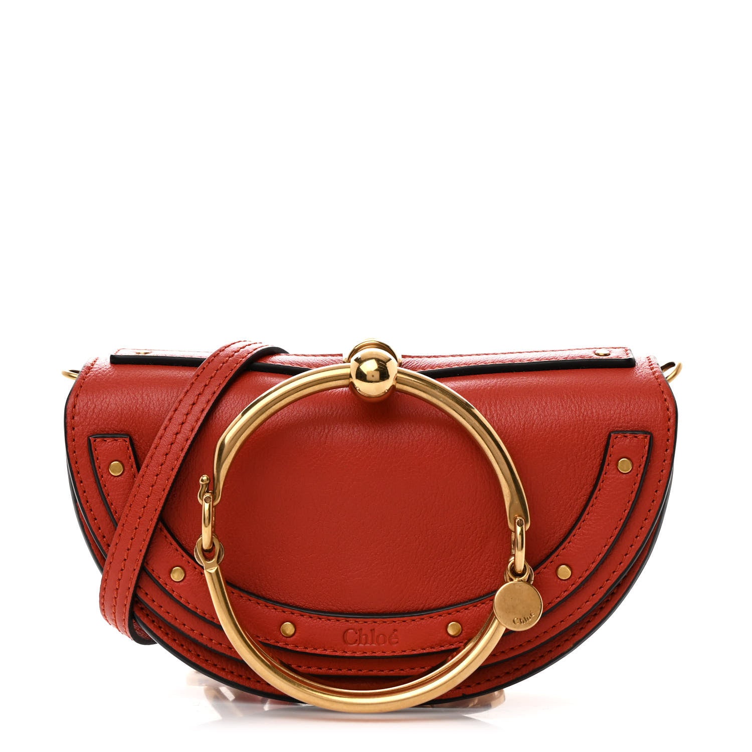 Chloe Calfskin Small Nile Bracelet Minaudiere Bag Earthy Red 1 of 11