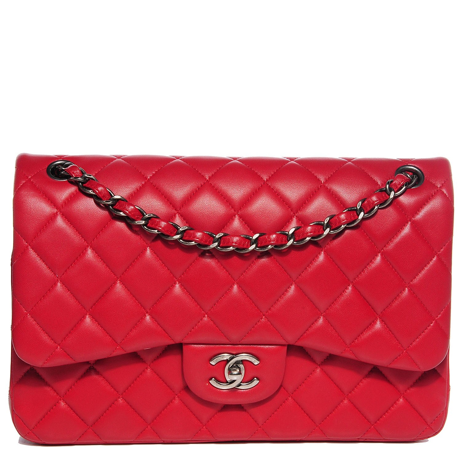 Chanel Lambskin Quilted Jumbo Double Flap Red 1 of 8