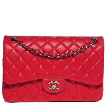 Chanel Lambskin Quilted Jumbo Double Flap Red 1 of 8