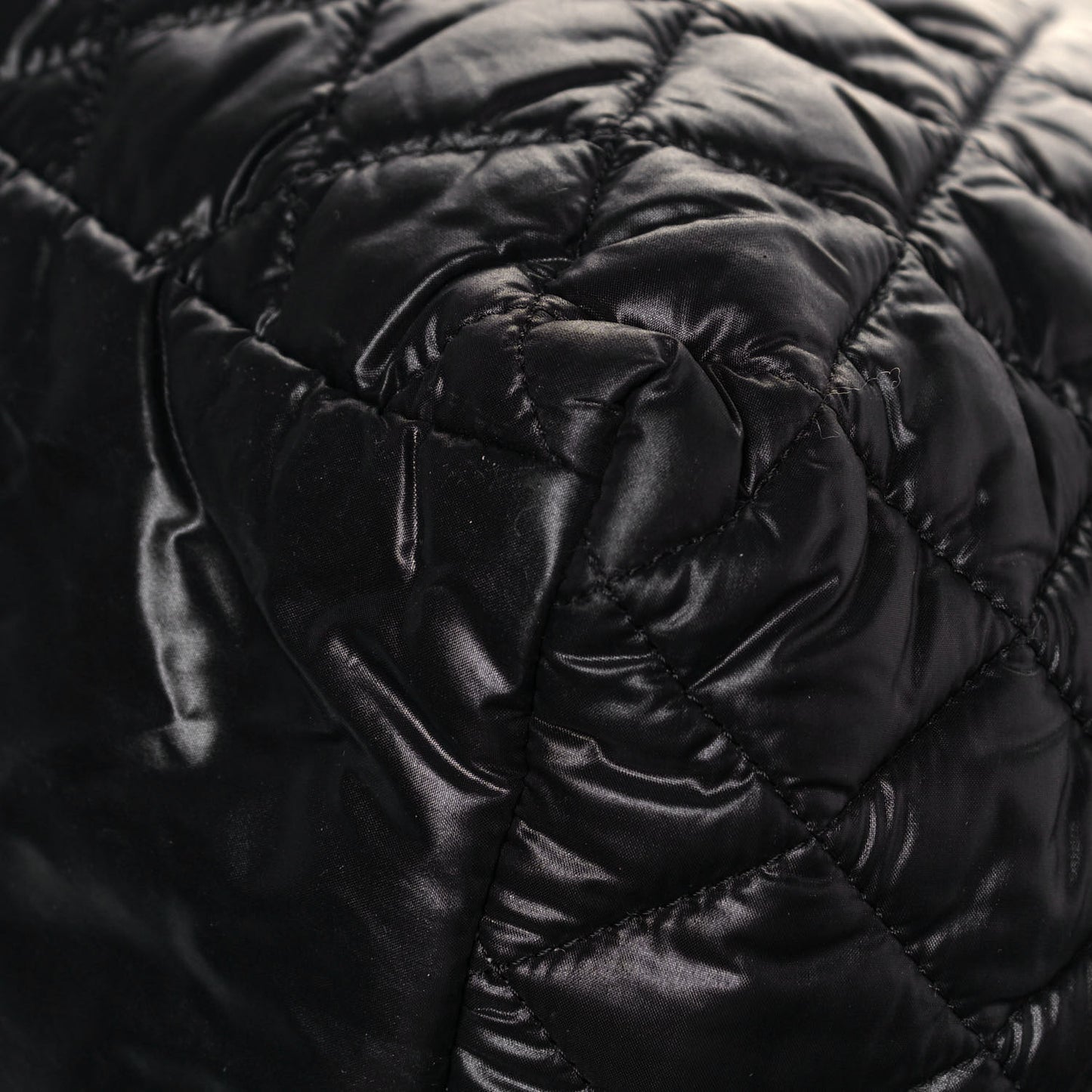 Nylon Quilted Large Coco Cocoon Tote Black