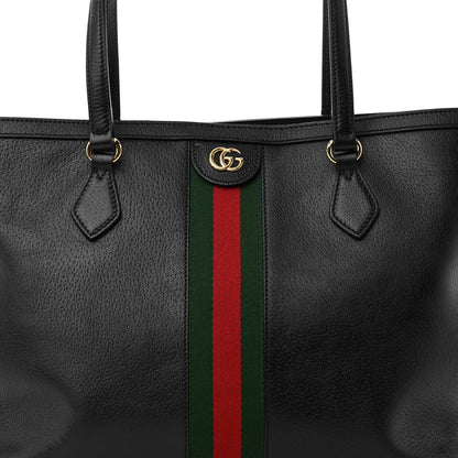 Gucci Textured Calfskin Web Medium Ophidia Shopping Tote Black 8 of 10