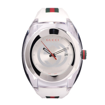 Gucci Stainless Steel Rubber 46mm Sync Web Quartz Watch White 1 of 7