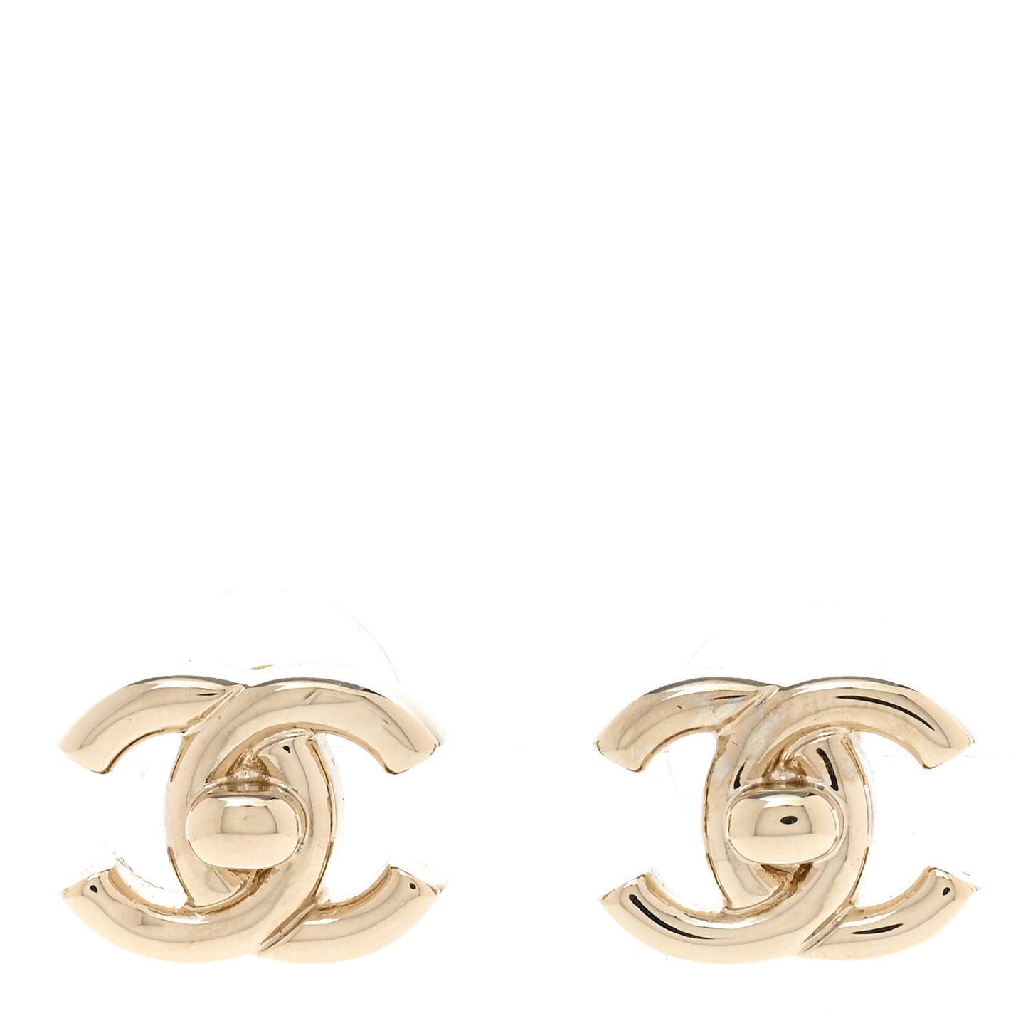 Metal CC Turnlock Earrings Gold
