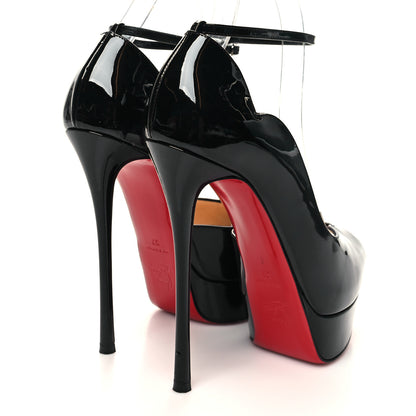Christian Louboutin Patent After Sun Round Chick Alta Platform Peep Toe 120 Pumps 37 Black 4 of 8