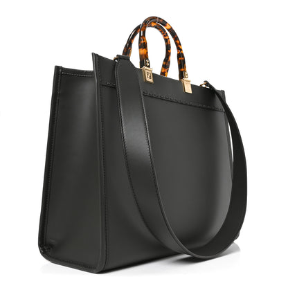 Fendi Vitello King Plexiglass Elaphe Python Print Logo Medium Fendi Sunshine Shopper Tote Dark Asphalt 3 of 8