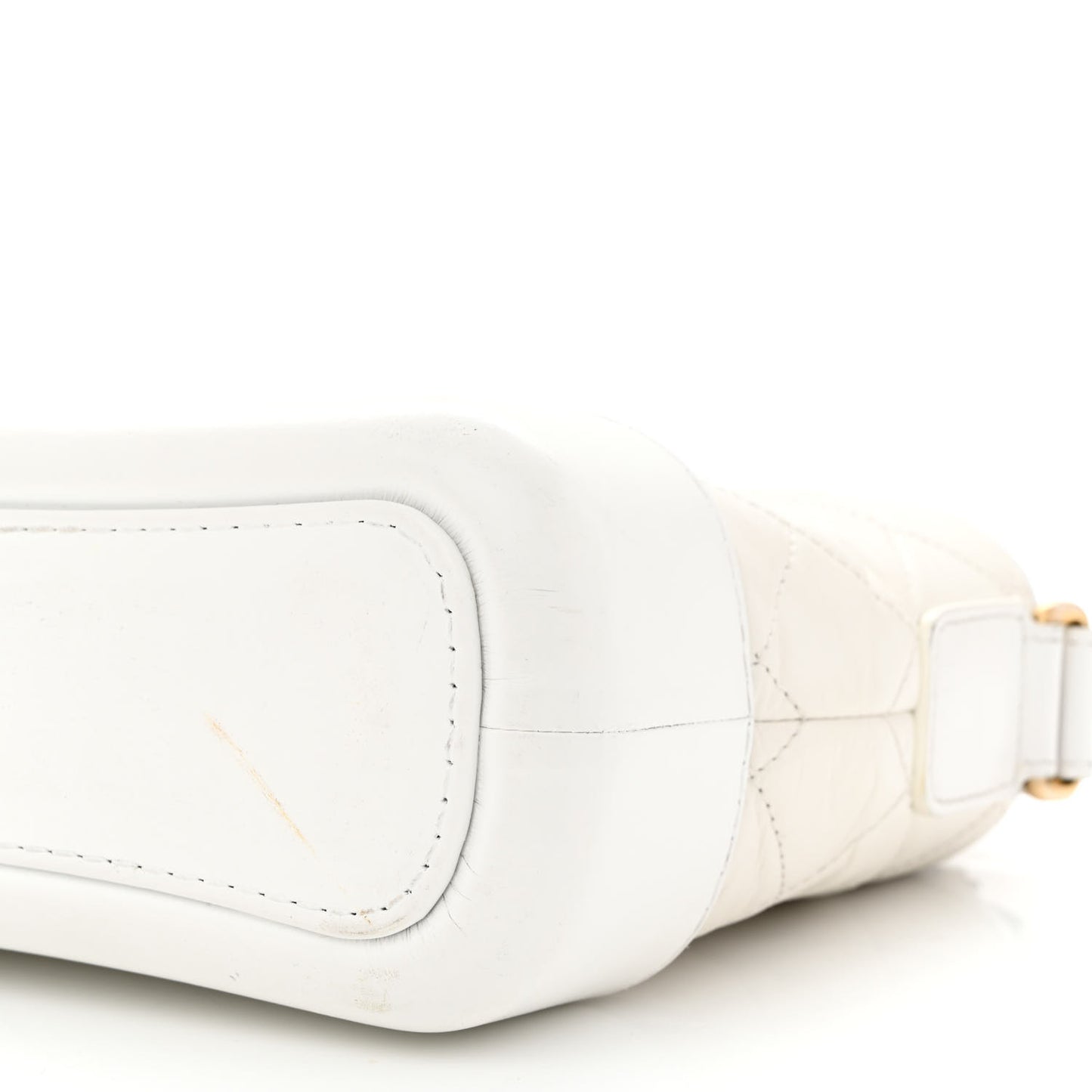 Aged Calfskin Quilted Small Gabrielle Hobo White
