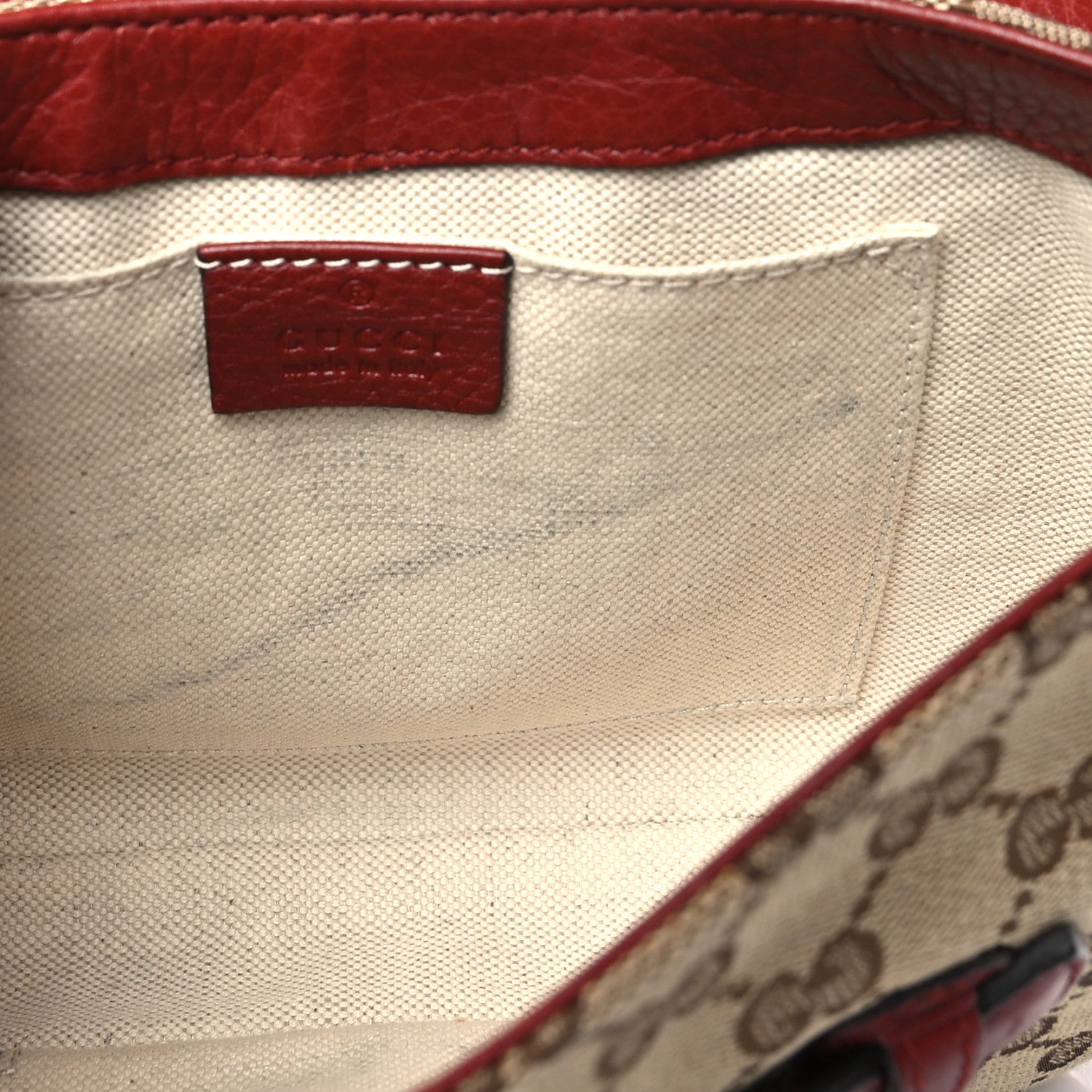 Gucci Monogram Pebbled Calfskin Web Small Dressage Shoulder Bag Red 11 of 12
