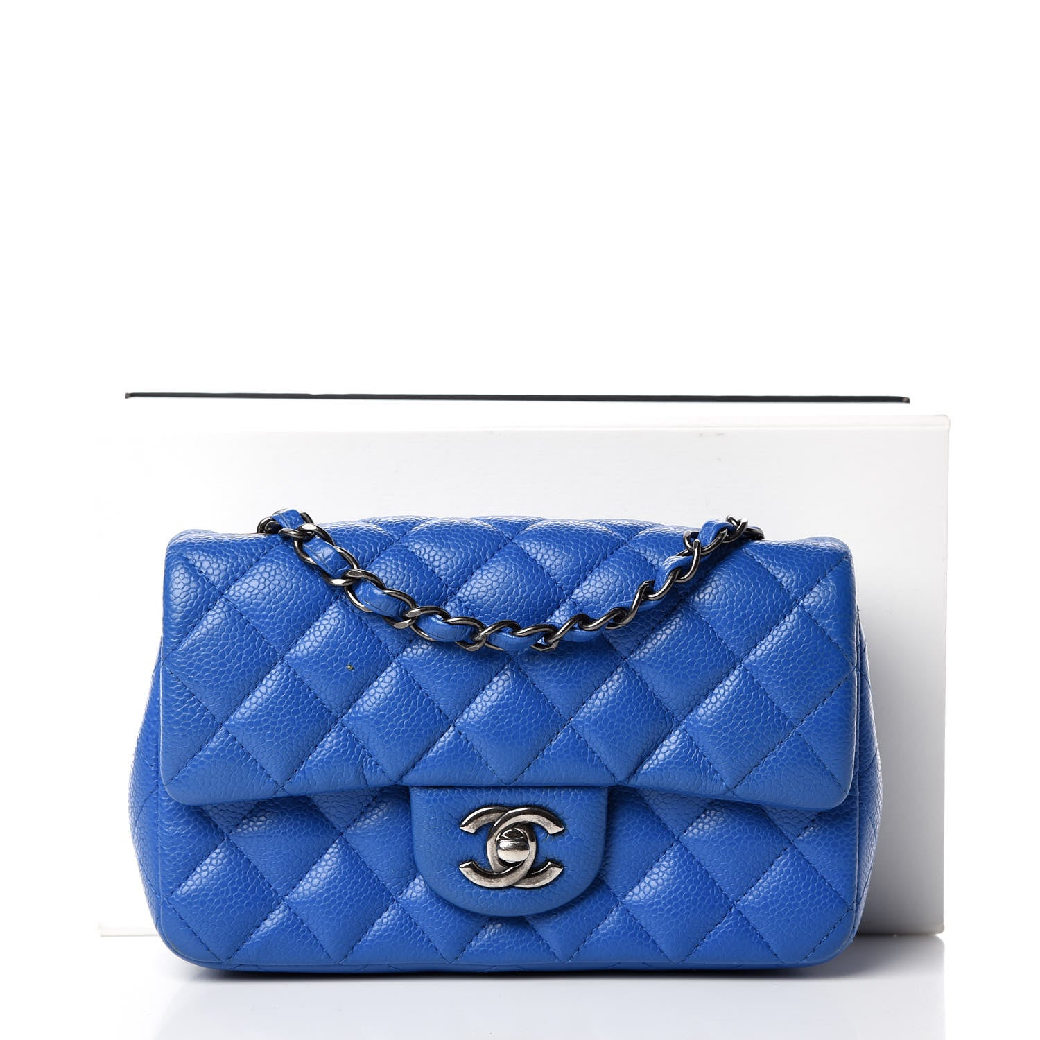 Chanel Caviar Quilted Mini Rectangular Flap Blue 14 of 14