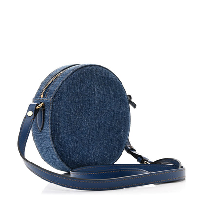 Versace Denim Mini La Medusa Disco Round Crossbody Bag Navy Blue 3 of 10