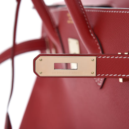 Hermes Epsom Candy Birkin 35 Rouge Casaque Bleu Thalassa 9 of 35