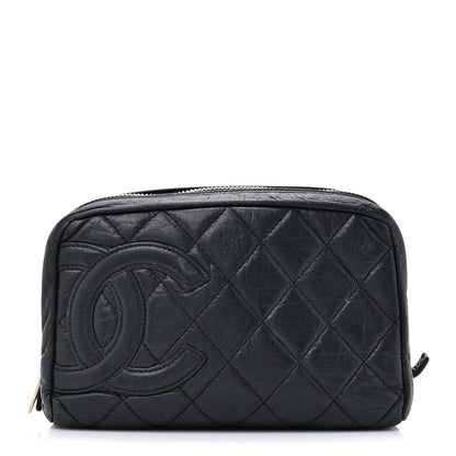 Chanel Aged Calfskin Quilted Cambon Cosmetic Case Argent Clair 1 of 10