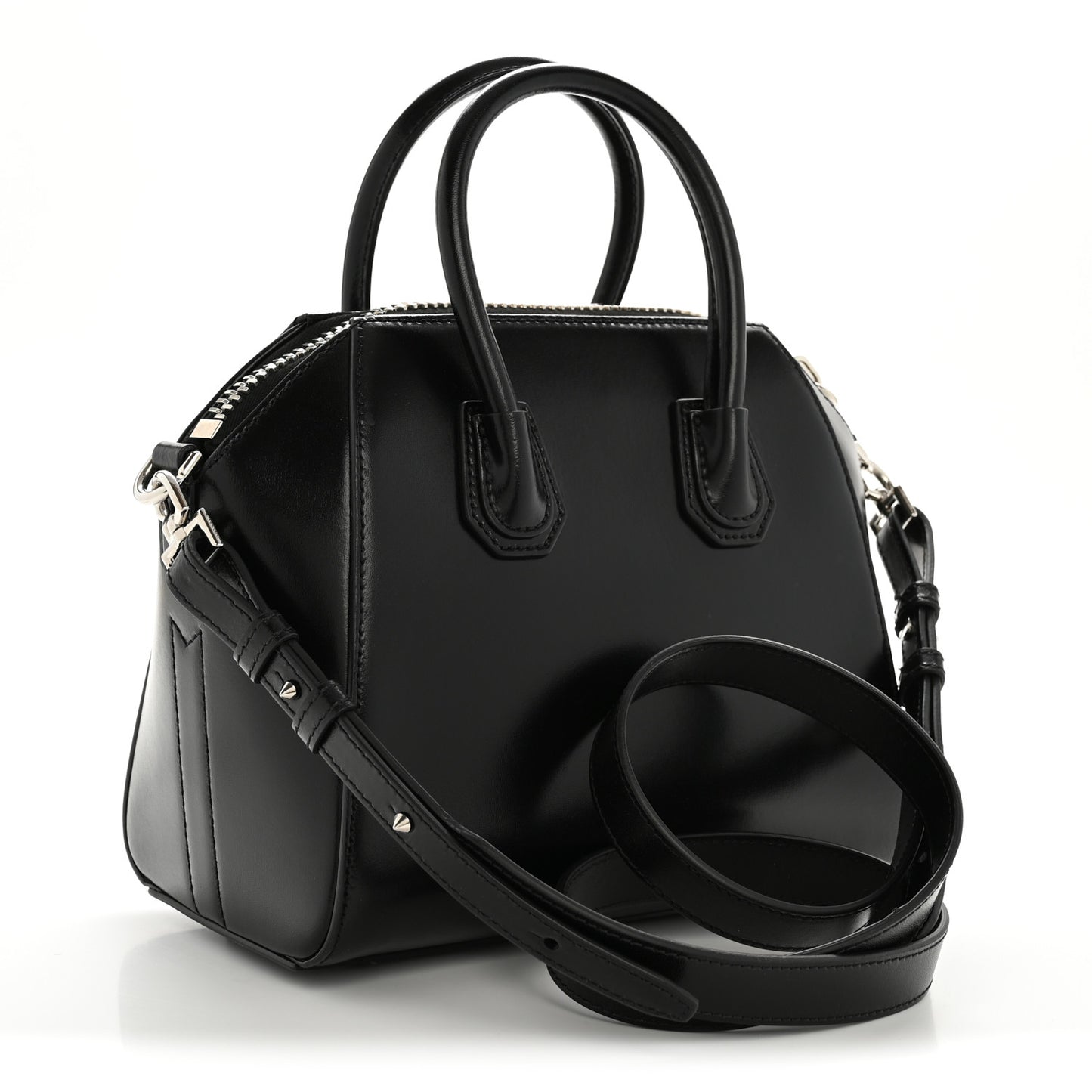 Shiny Lord Calfskin Mini Antigona Black