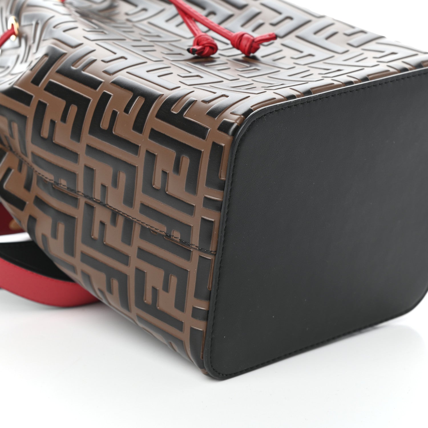 Fendi Vitello Grace F is Fendi Bi-Color FF 1974 Embossed Grande Mon Tresor Bucket Bag Maya Black Fragola 8 of 9
