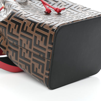 Fendi Vitello Grace F is Fendi Bi-Color FF 1974 Embossed Grande Mon Tresor Bucket Bag Maya Black Fragola 8 of 9
