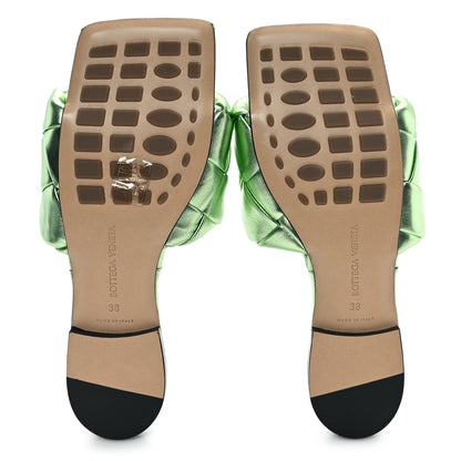 Bottega Veneta Metallic Nappa Maxi Reflection Weave Lido Flat Sandals 38 Pistachio 6 of 8