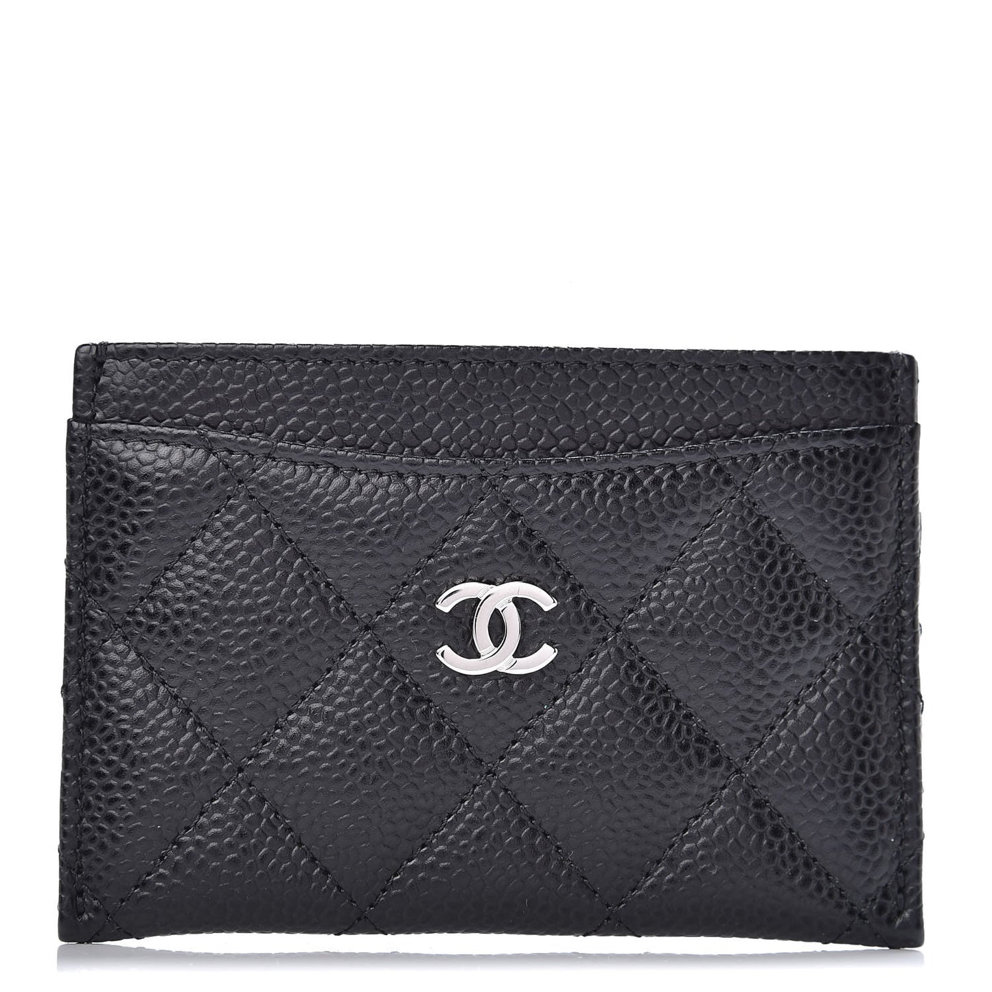 Caviar Quilted Card Holder Black