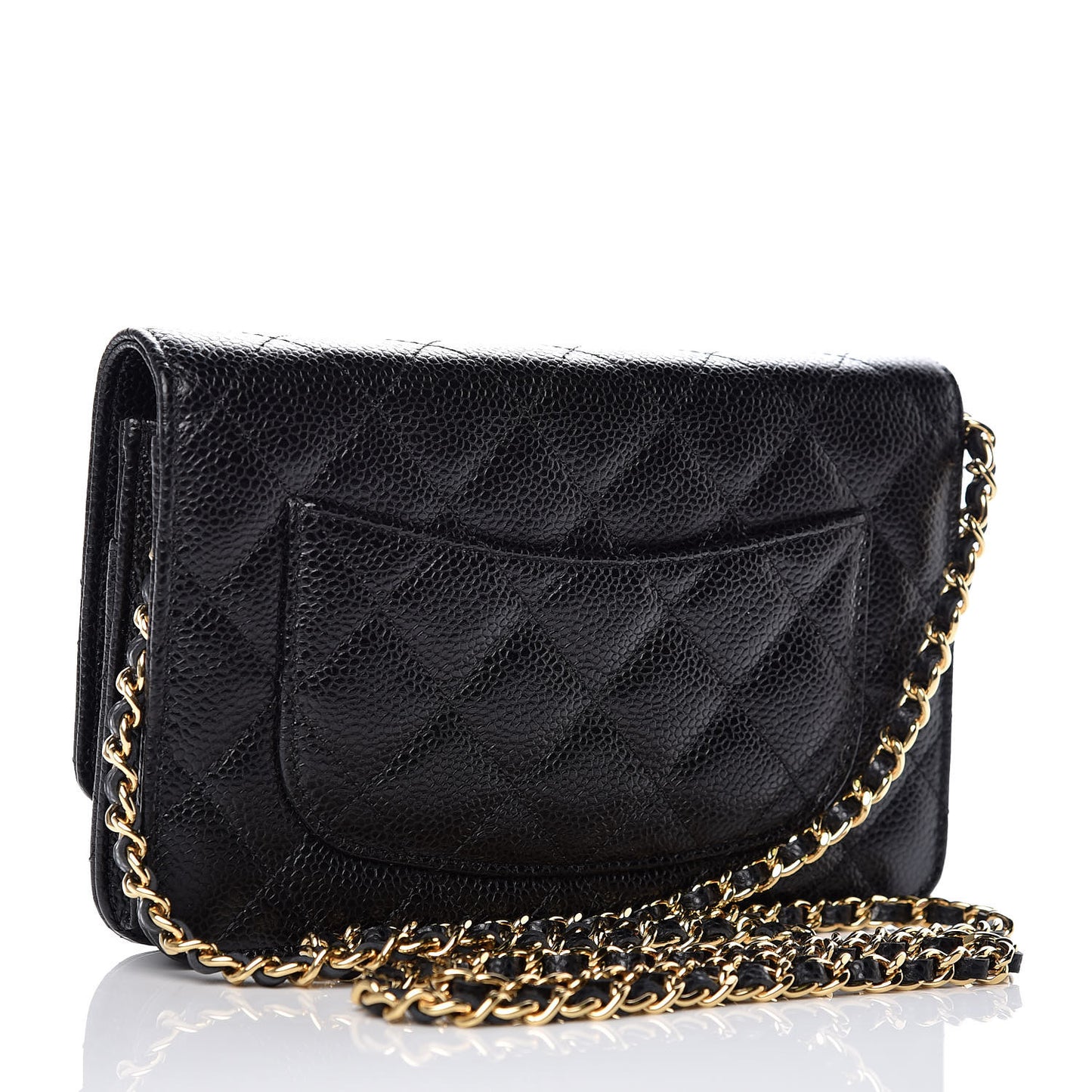 Caviar Quilted Wallet On Chain WOC Black