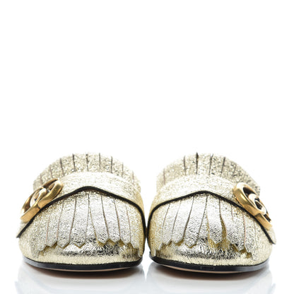 Gucci Galassia Womens GG Marmont Fringe Slippers 38 Platino 2 of 8