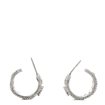 Chanel CC Camellia Hoop Earrings Silver 3 of 5