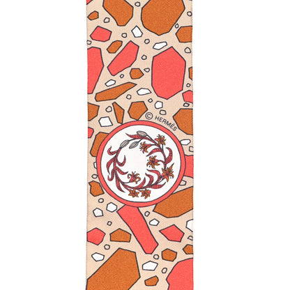 Hermes Silk La Danse Des Amazones Twilly Beige Corail Brun 3 of 4