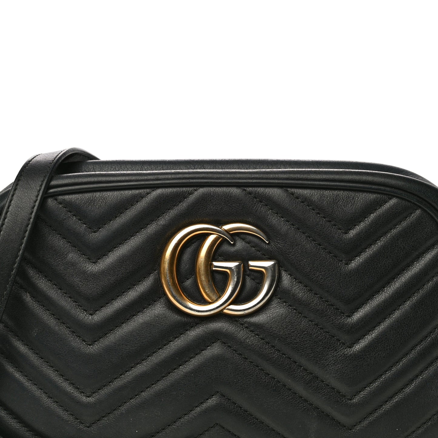 Calfskin Matelasse Small GG Marmont Chain Shoulder Bag Black