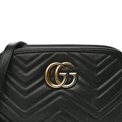 Gucci Calfskin Matelasse Small GG Marmont Chain Shoulder Bag Black 9 of 33