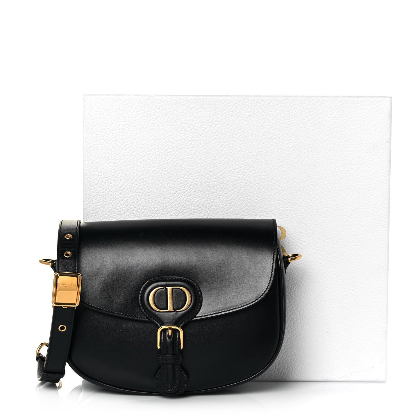 Box Calfskin Medium Bobby Flap Black