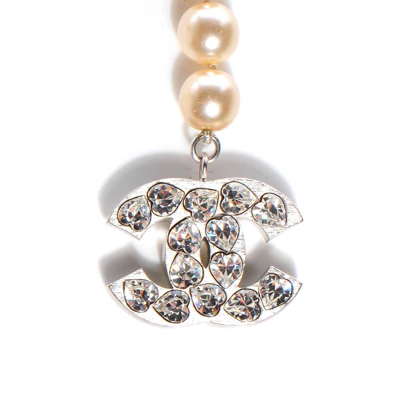 Heart Crystal Pearl CC Belt Silver