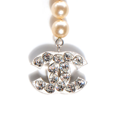 Chanel Heart Crystal Pearl CC Belt Silver 4 of 6