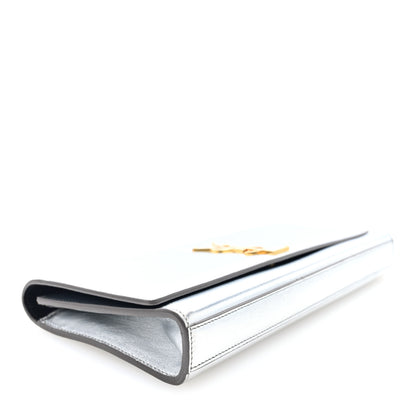Saint Laurent Metallic Calfskin Classic Monogram Cassandre Clutch Silver 4 of 6