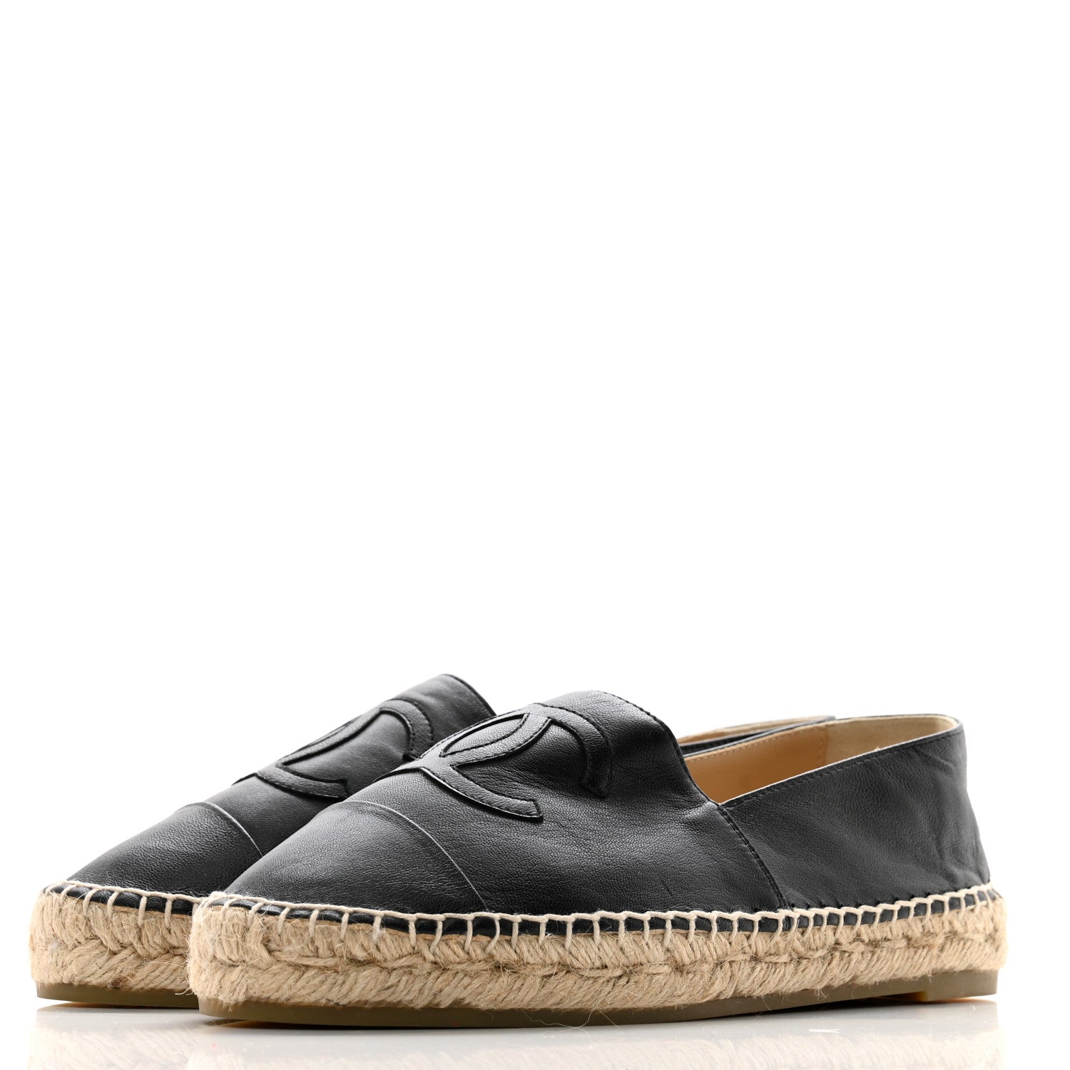 Chanel Lambskin CC Espadrilles 37 Black 3 of 10