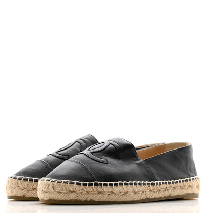 Chanel Lambskin CC Espadrilles 37 Black 3 of 10