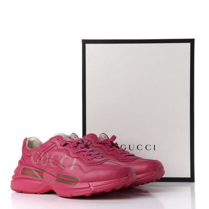 Gucci Calfskin Logo Mens Rhyton Sneakers 8.5 Box Pink 10 of 16