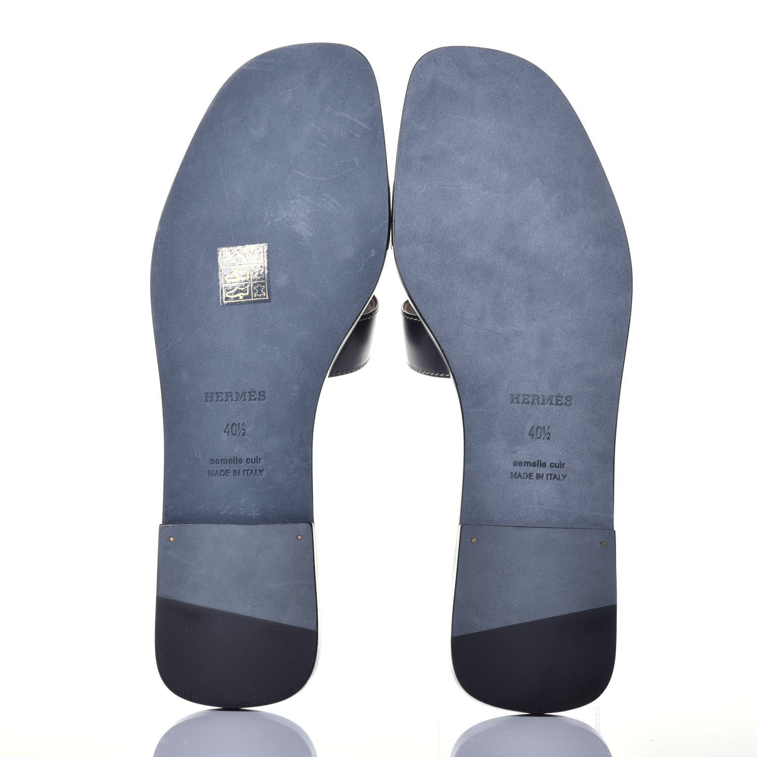 Hermes Box Calfskin Oran Sandals 40.5 Black 5 of 9