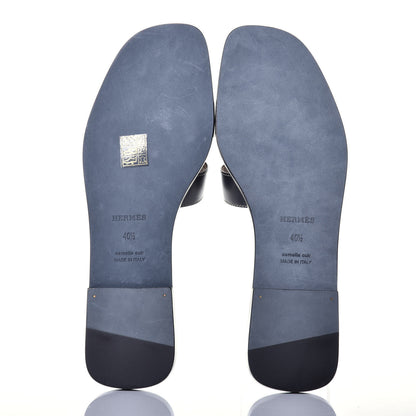 Hermes Box Calfskin Oran Sandals 40.5 Black 5 of 9