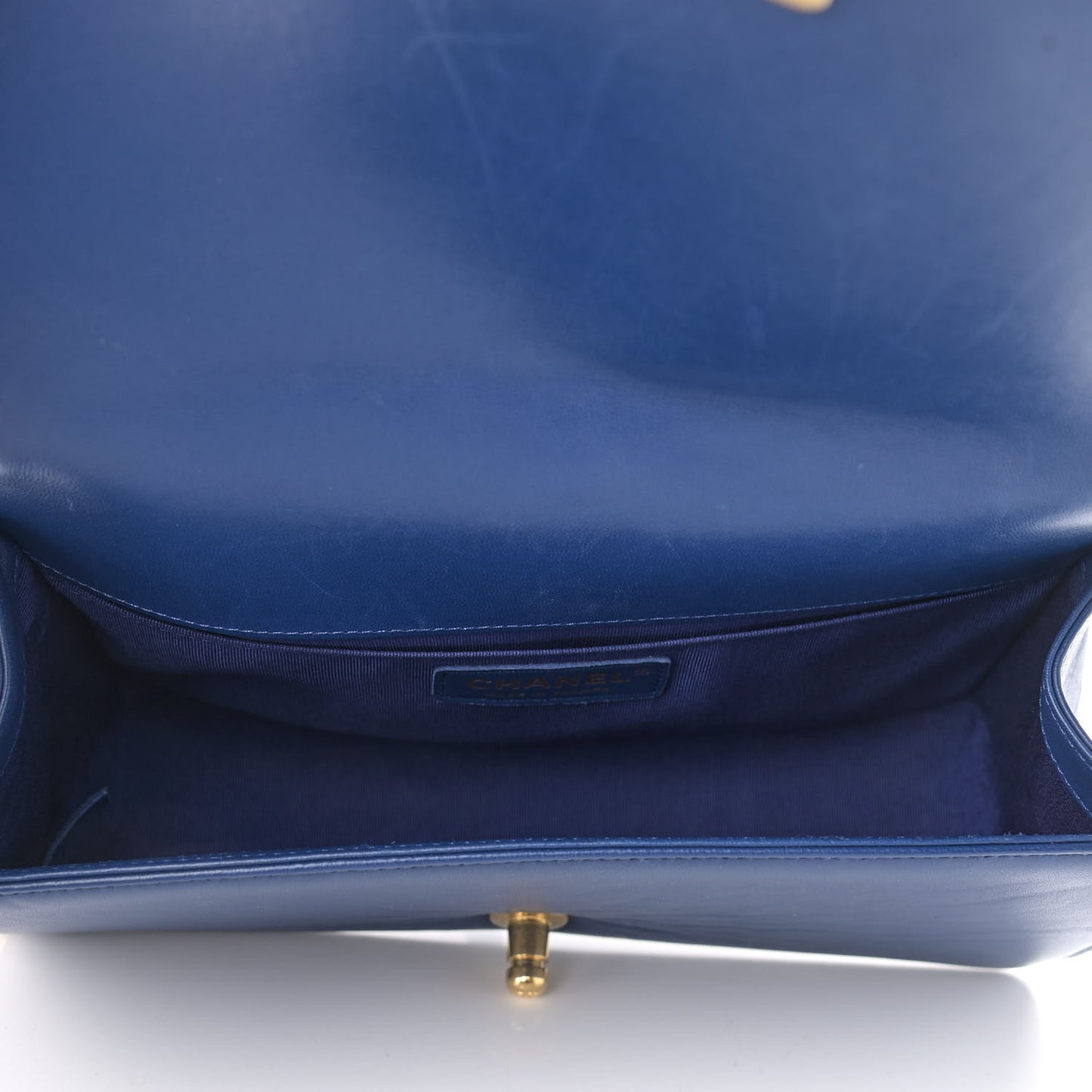 Lambskin Quilted Medium Boy Flap Blue